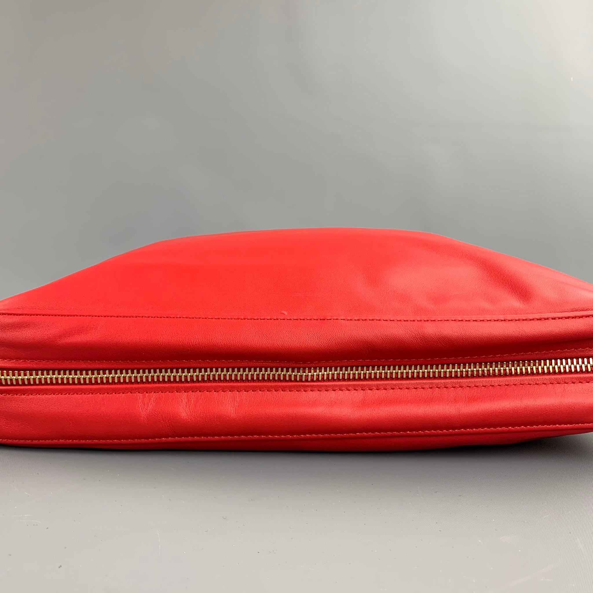 red leather tote bag