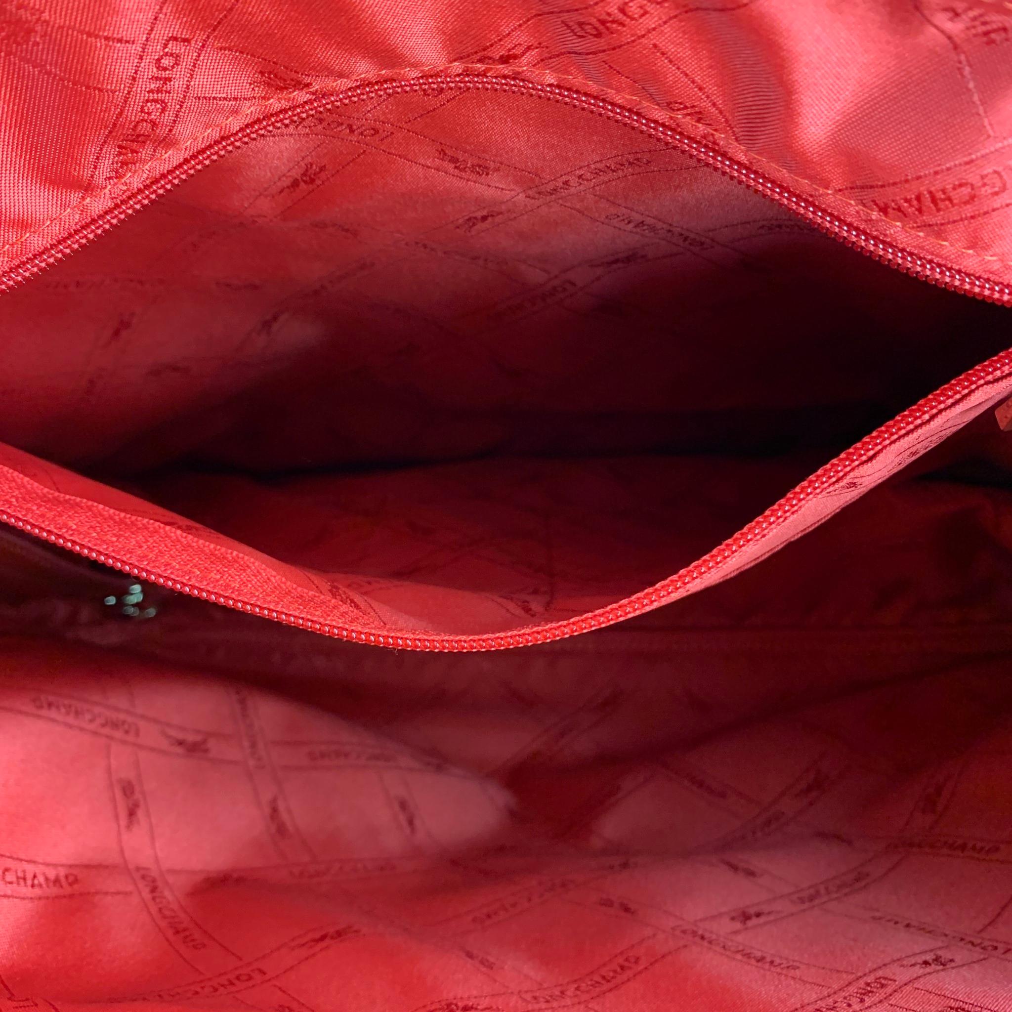 LONGCHAMP Red Leather Tote Handbag In Excellent Condition In San Francisco, CA