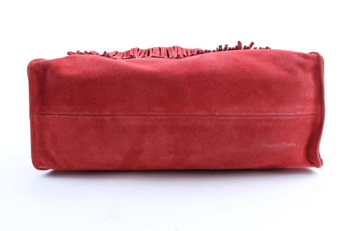 Longchamp Red Paris Rocks Folk Suede Chain Flap Bag243lc56 For Sale 3