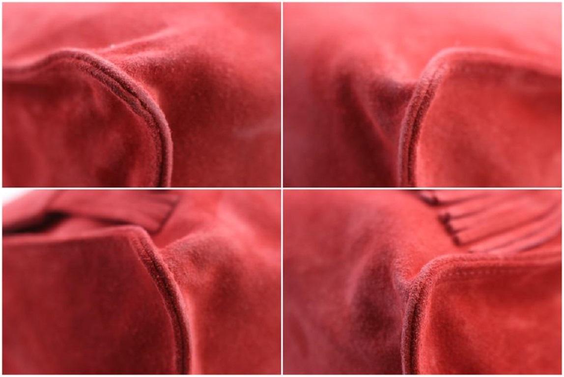 Longchamp Paris Rocks Folk - Sac à rabat en daim rouge 243lc56 3