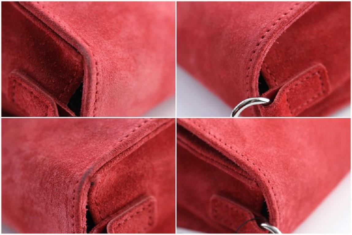 Longchamp Paris Rocks Folk - Sac à rabat en daim rouge 243lc56 en vente 4