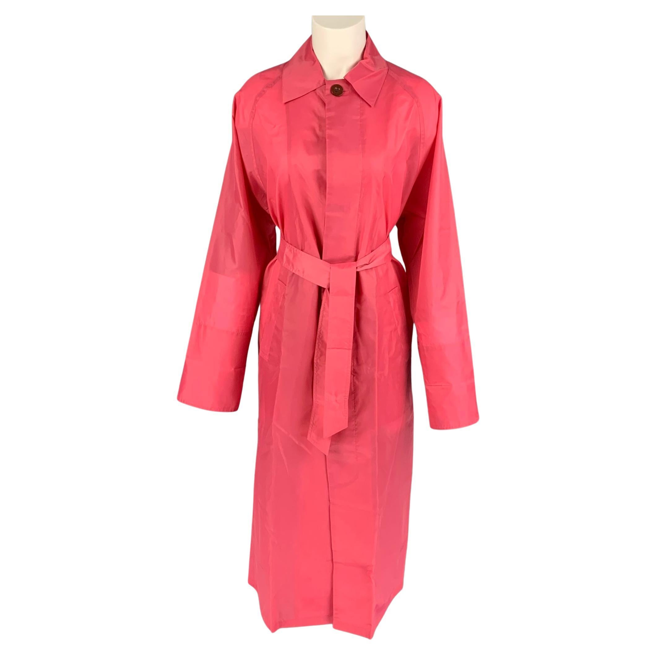 LONGCHAMP Size S Pink Nylon Belted Raincoat