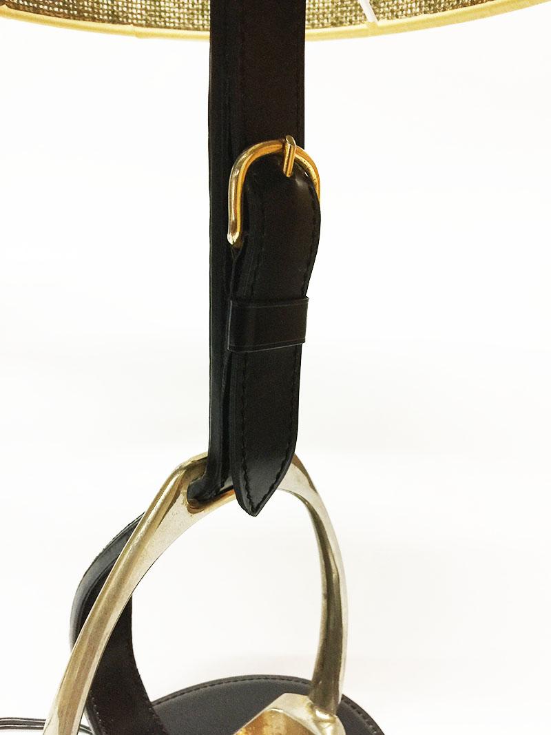 Longchamp Stirrup Stitched Leather Lamps, France, 1950s For Sale 4