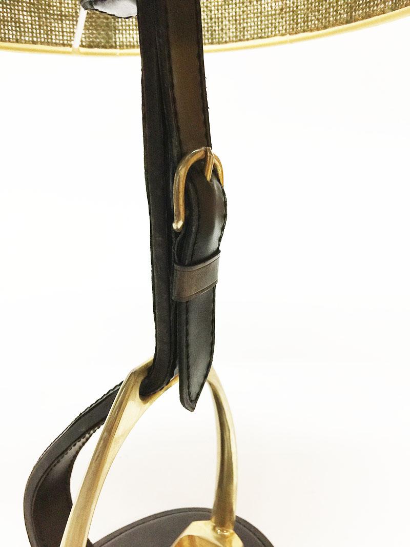Longchamp Stirrup Stitched Leather Lamps, France, 1950s For Sale 5