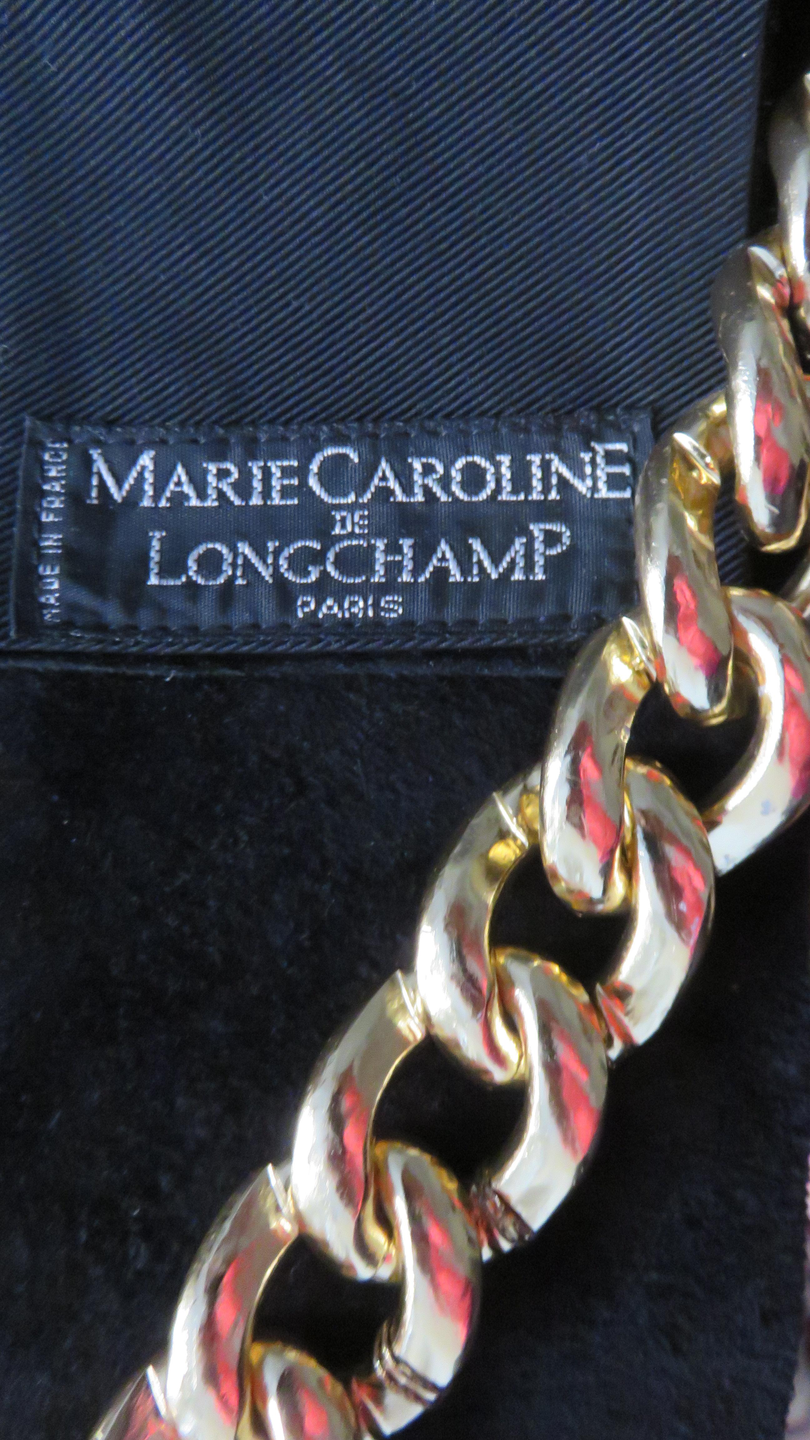 Longchamp Wide Suede Belt with Gold Chain 1990s For Sale 6