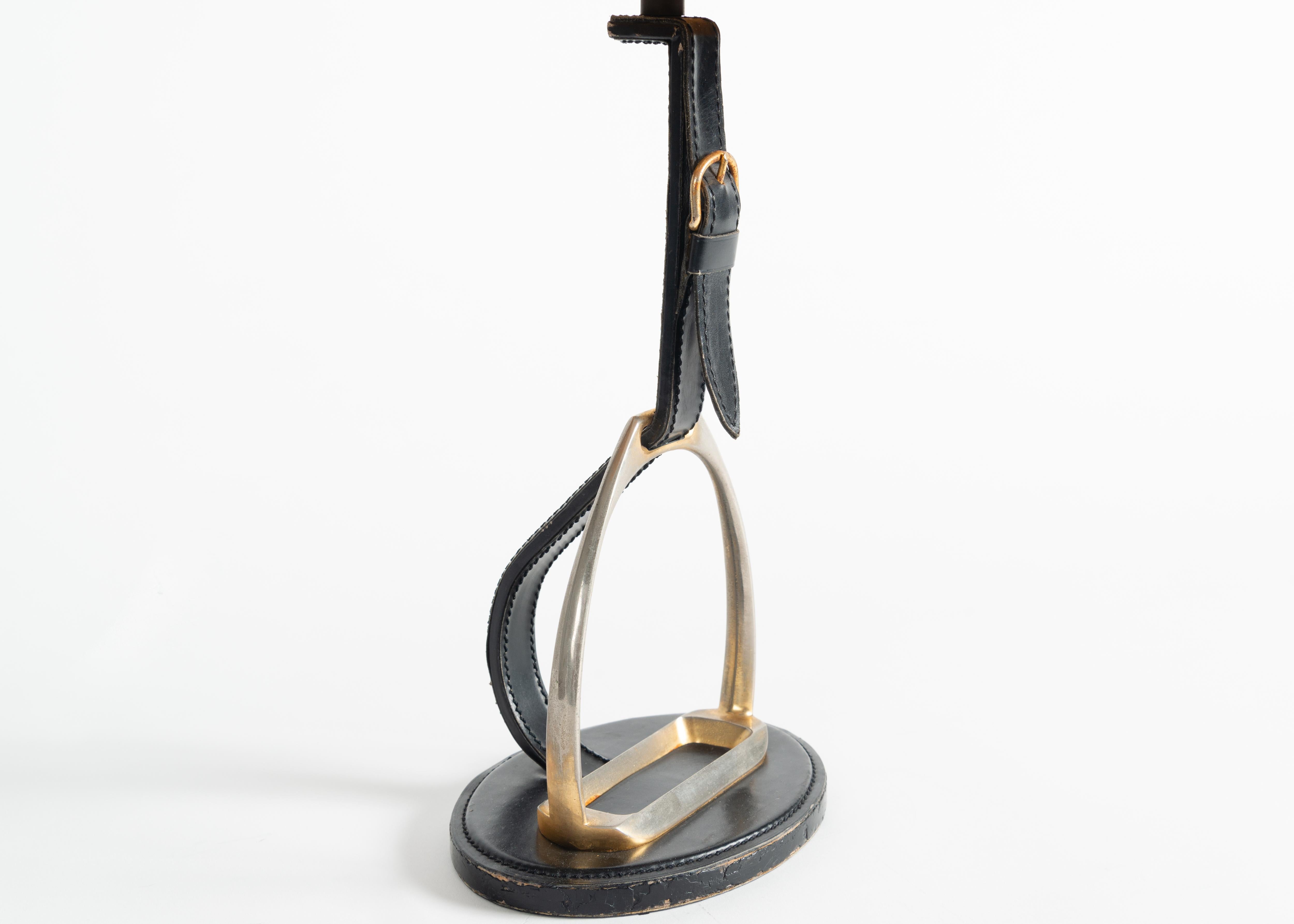 Mid-Century Modern Longchamp, Table Lamp with Stirrup Motif, France, Mid-20th Century