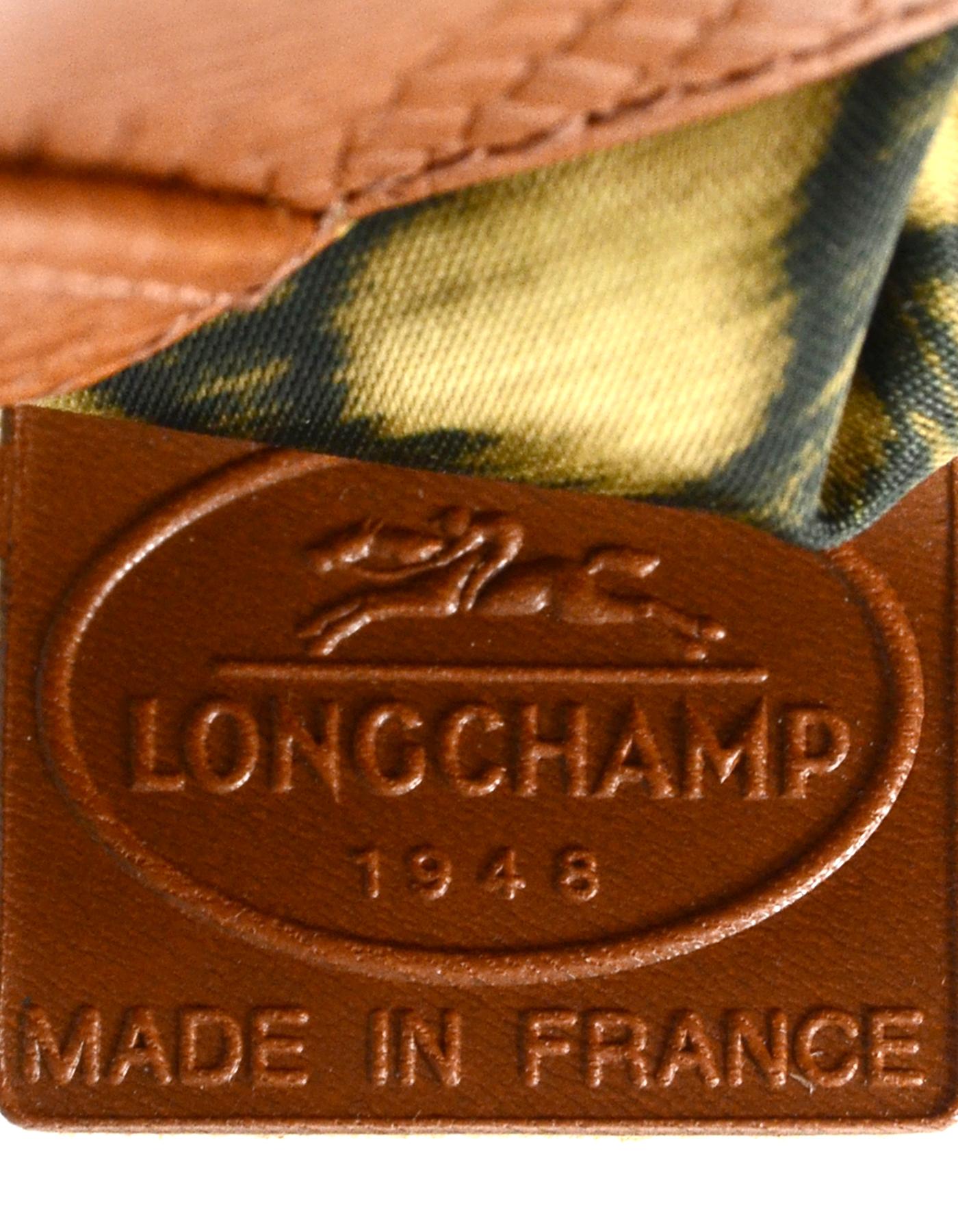 Women's Longchamp Tan Leather Embossed Python Gatsby Flap Crossbody Bag