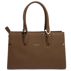 Longchamp Taupe Leather Small Paris Premiere Tote