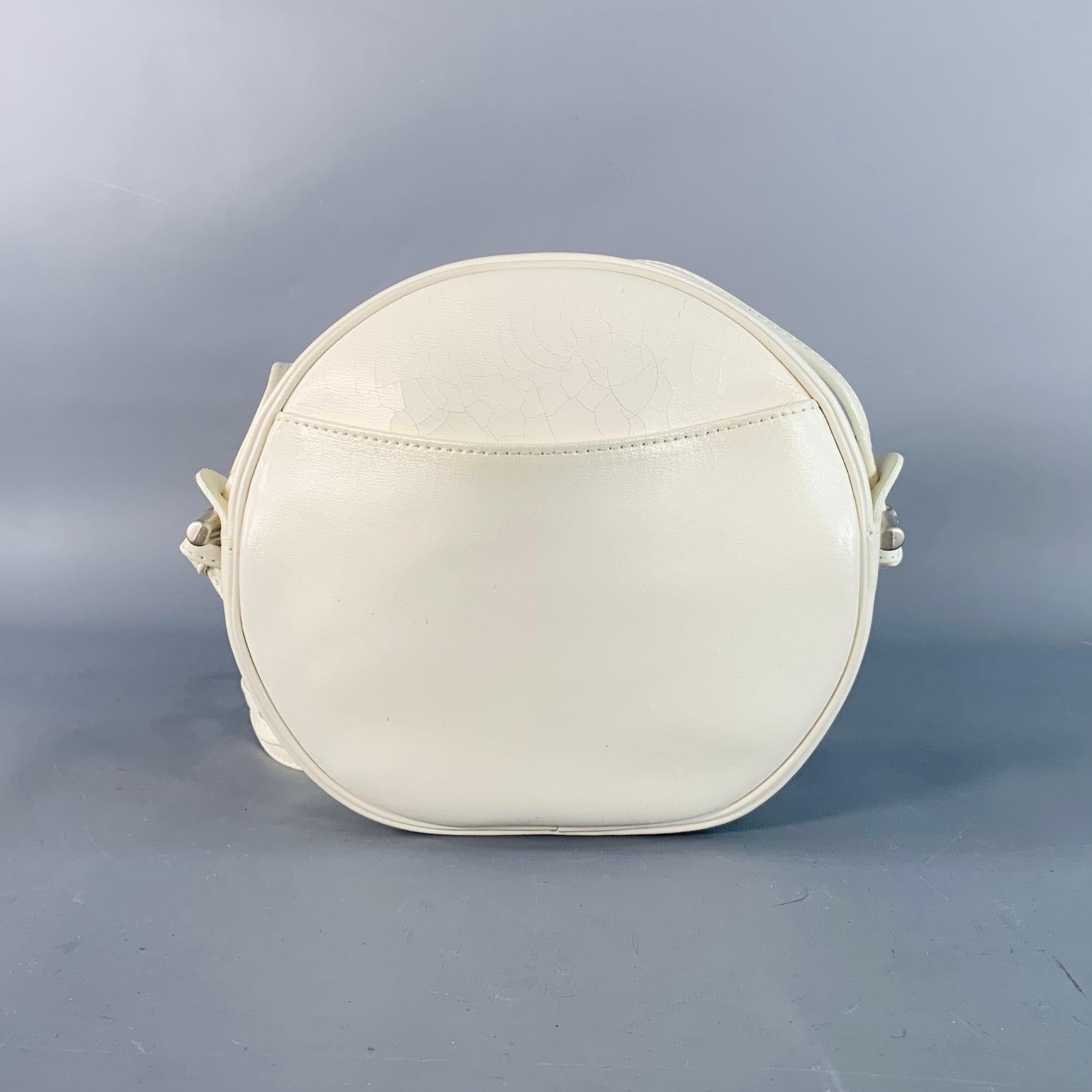 LONGCHAMP Vintage Weißes Kunstleder Runde Crossbody Handtasche Damen im Angebot