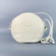 LONGCHAMP Vintage Weißes Kunstleder Runde Crossbody Handtasche