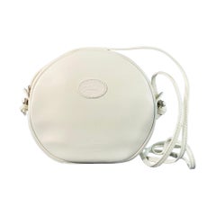 Longchamps Borsa a tracolla rotonda in finta pelle bianca vintage