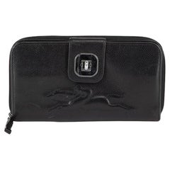 Schwarzes kontinentales besticktes Longchamp-Brieftasche für Damen
