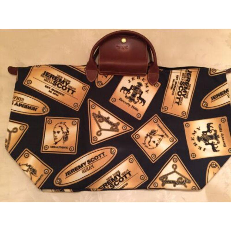 Longchamp x Jeremy Scott Le Pliage Gold Plaque Bag Rare & Limited XL Tote In New Condition In Palm Springs, CA