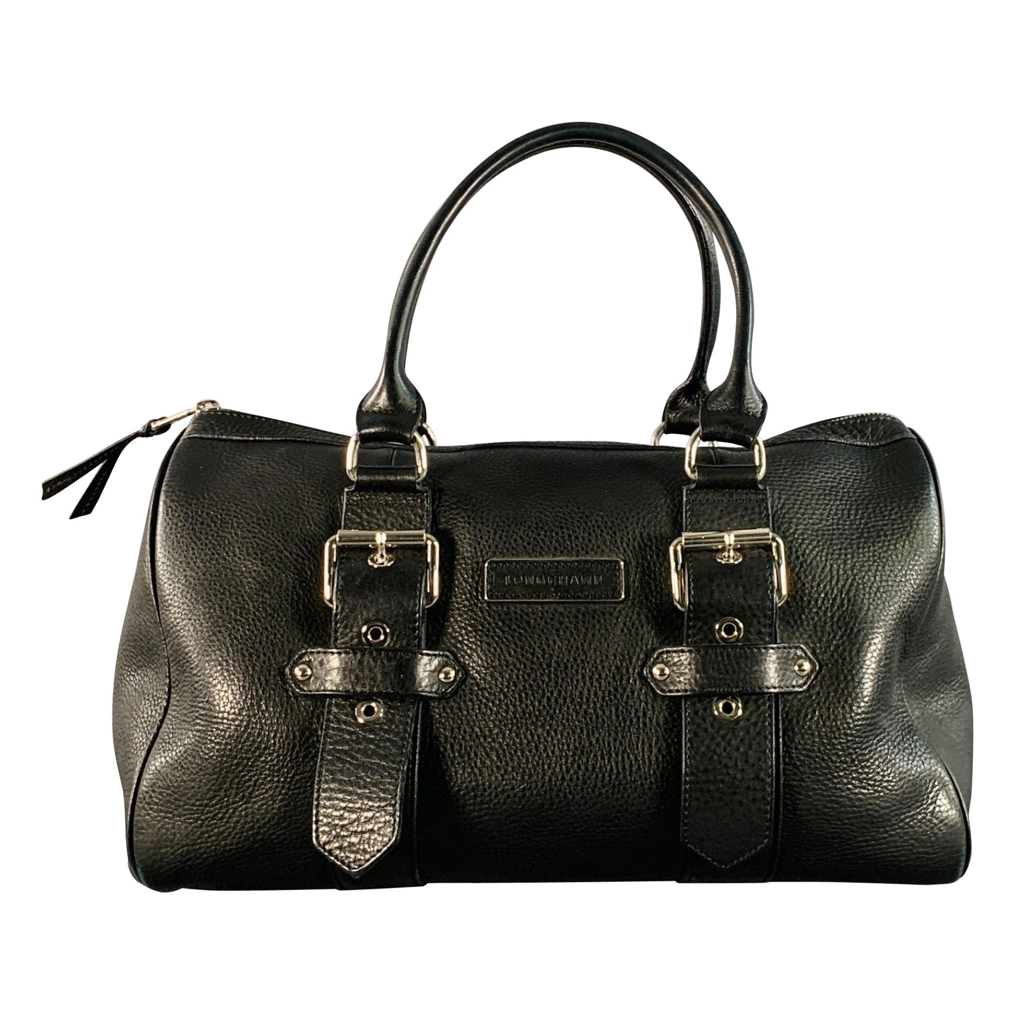 Longchamps x KATE MOSS Borsetta in pelle nera e argento con manici superiori in vendita