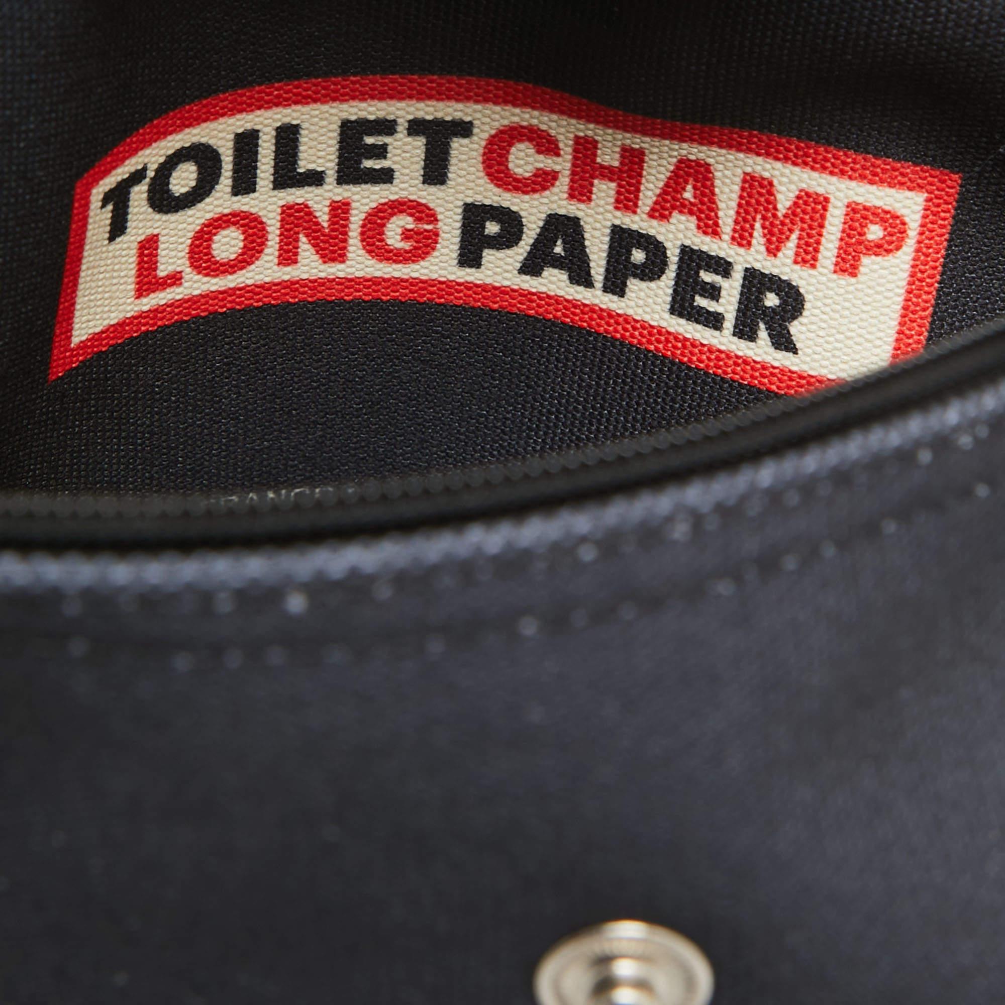 Longchamp x Toiletpaper Black Canvas and Leather XS Le Pliage Tote In Excellent Condition In Dubai, Al Qouz 2
