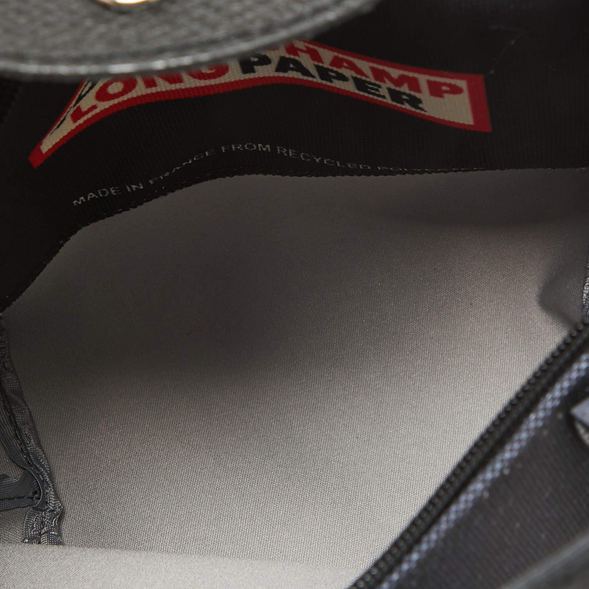 Women's Longchamp x Toiletpaper Black Canvas and Leather XS Le Pliage Tote