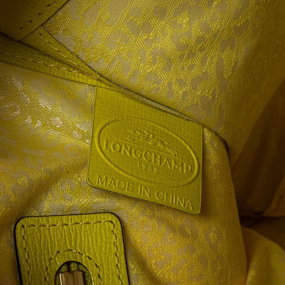Longchamp Yellow Leather Le Pliage Heritage Tote In New Condition In Dubai, Al Qouz 2