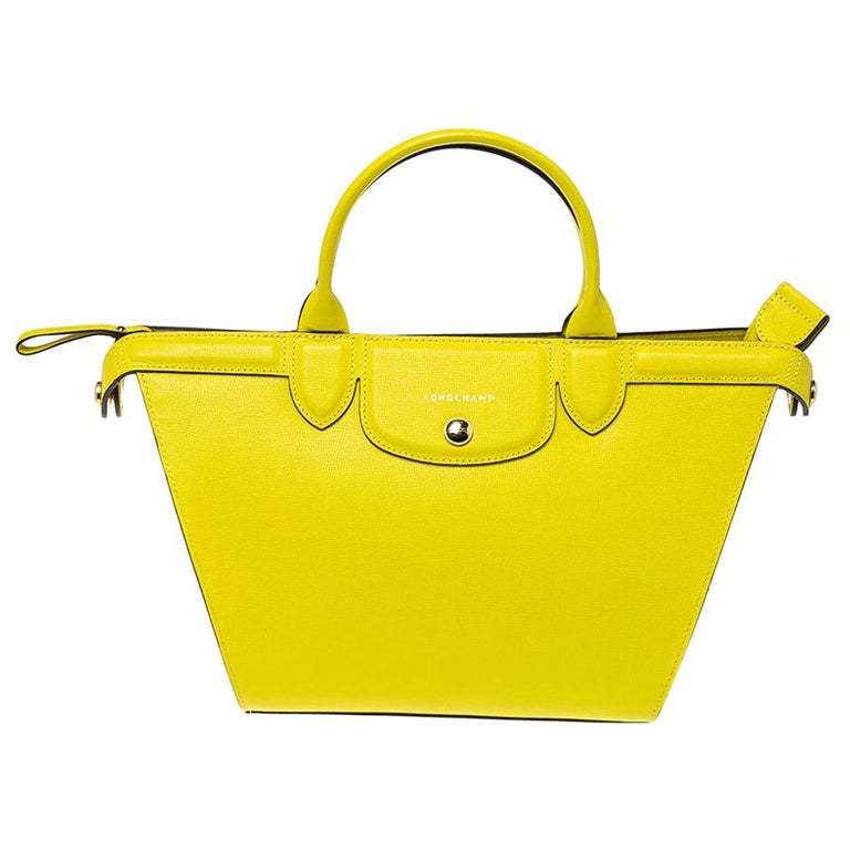 Longchamp Yellow Leather Le Pliage Heritage Tote at 1stDibs