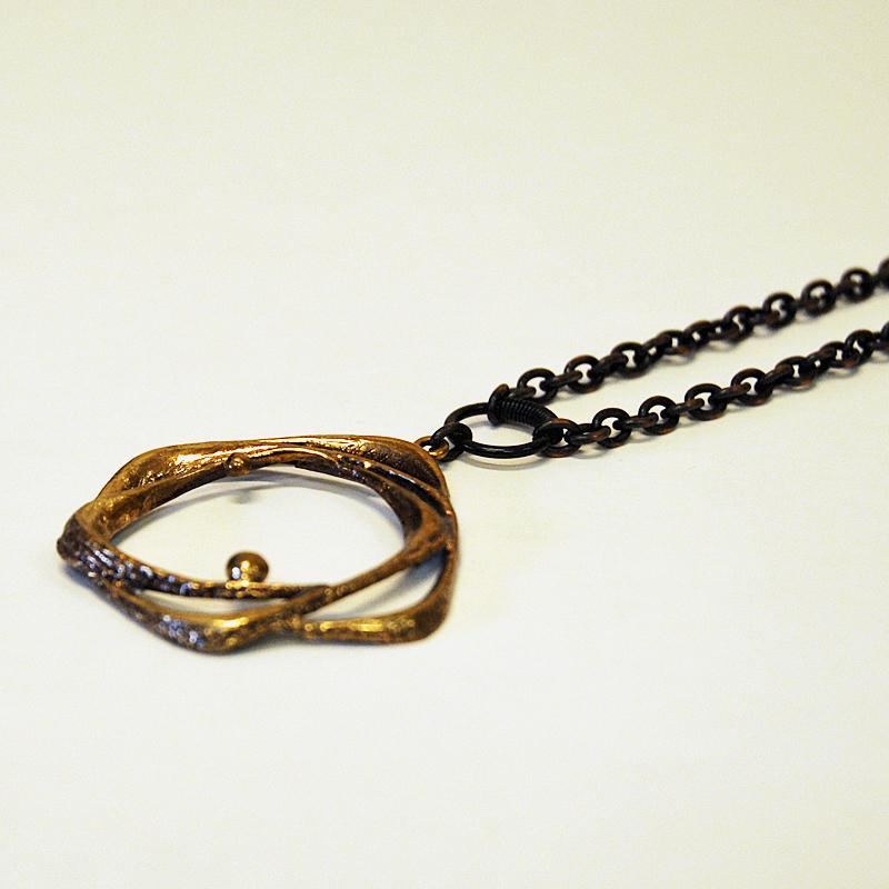 Finnish Longer Bronze Necklace by Karl Laine, Finland, 1970s