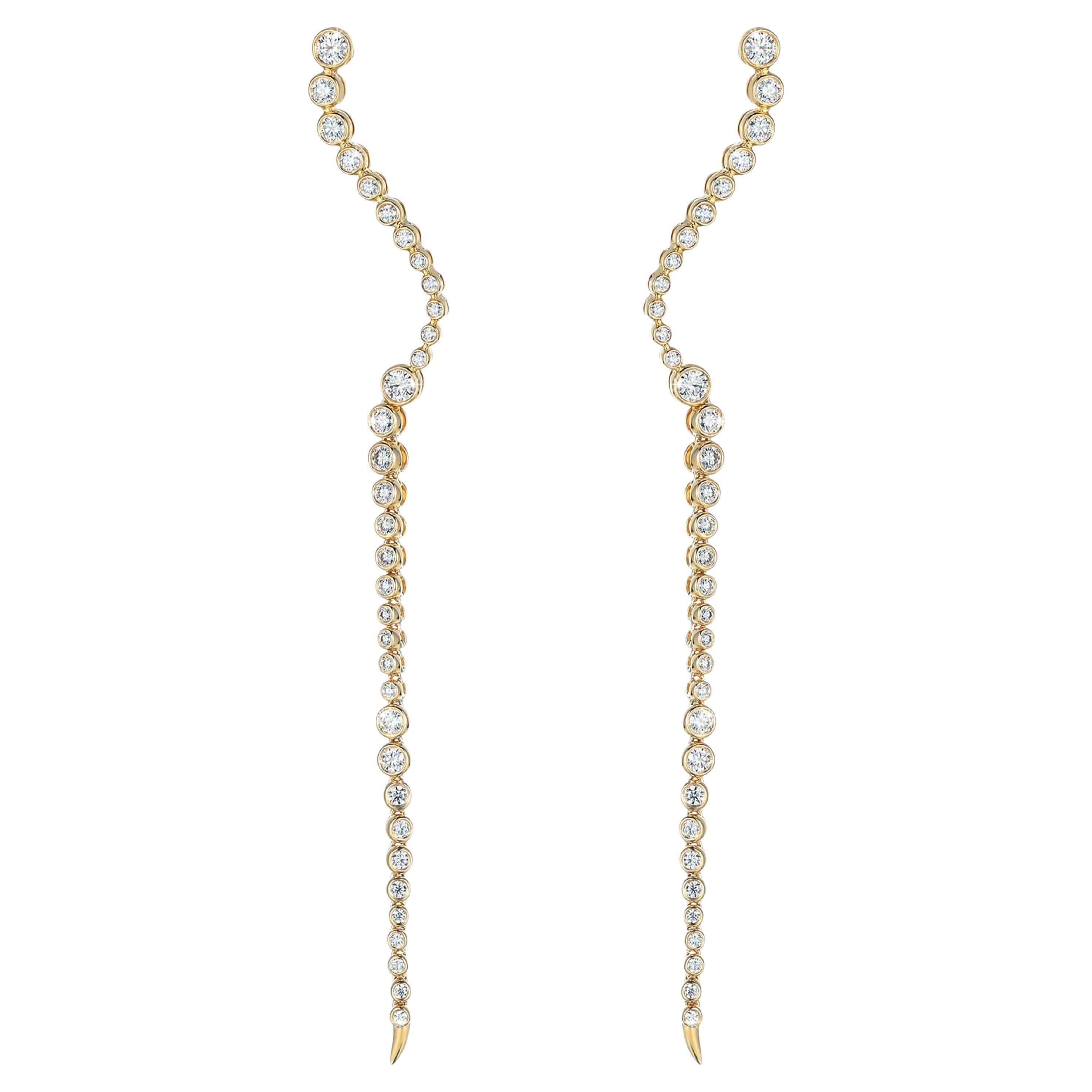 Longevity Round Diamond 14K Yellow Gold Drop Earrings