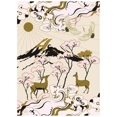 Longevity Pink & Gold Hand Tufted Wool and Viscose Rug by Wendy Morrison