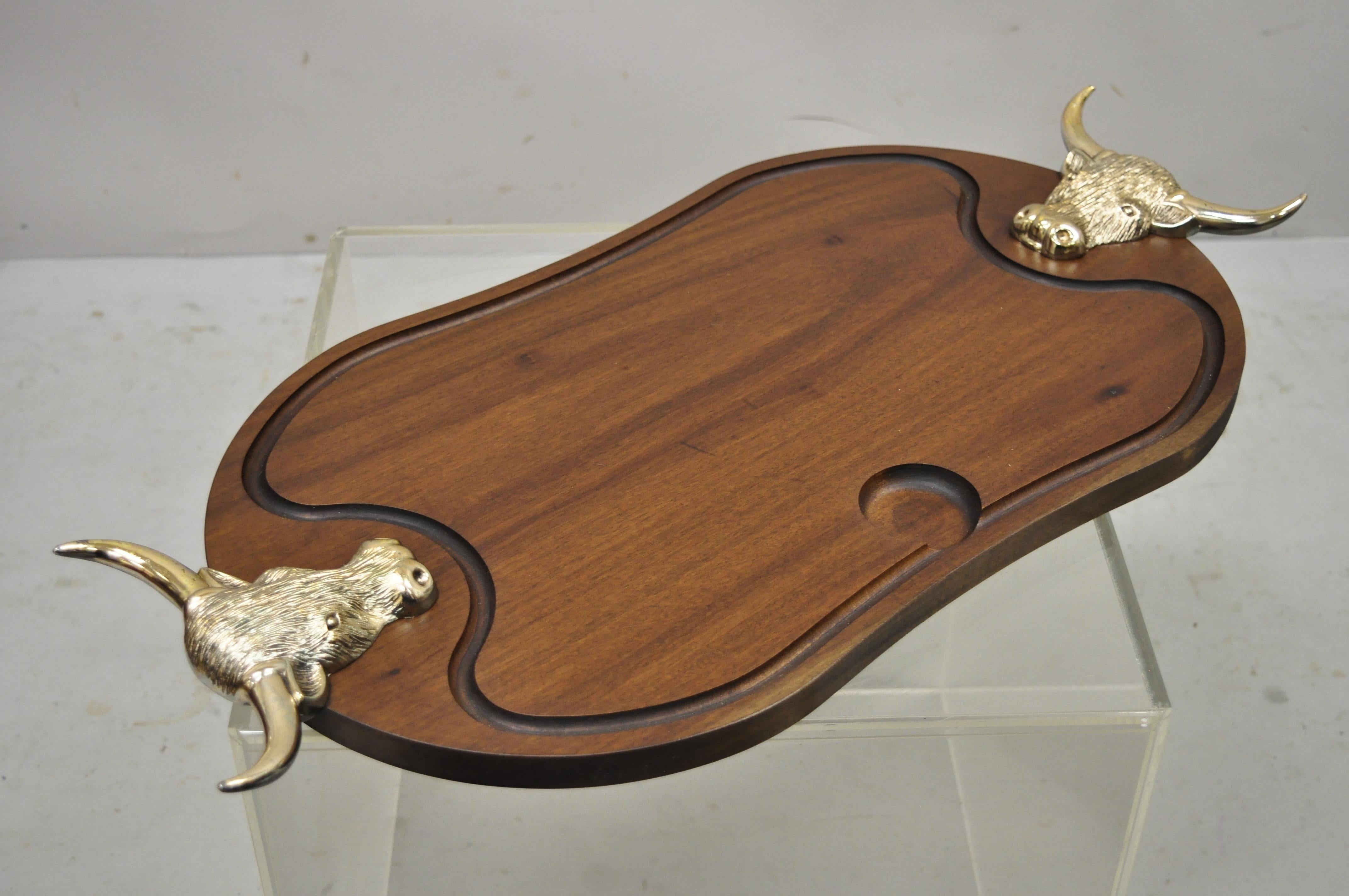 Longhorn Bull Wooden Cutting Board Cast Aluminum Cattle Ranch, Made in France 4