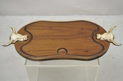Longhorn Bull Wooden Cutting Board Cast Aluminum Cattle Ranch, Made in France