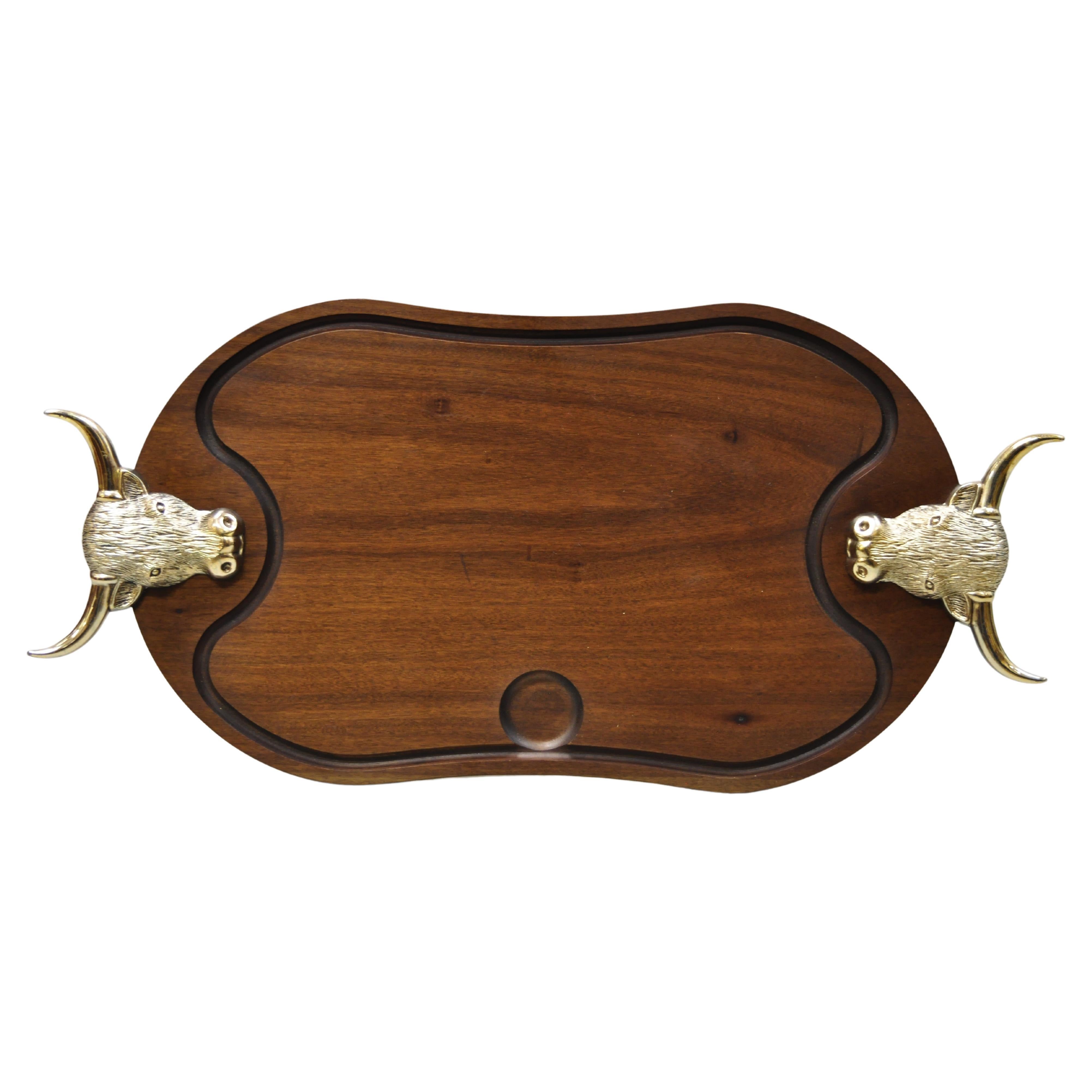 Longhorn Bull Wooden Cutting Board Cast Aluminum Cattle Ranch, Made in France