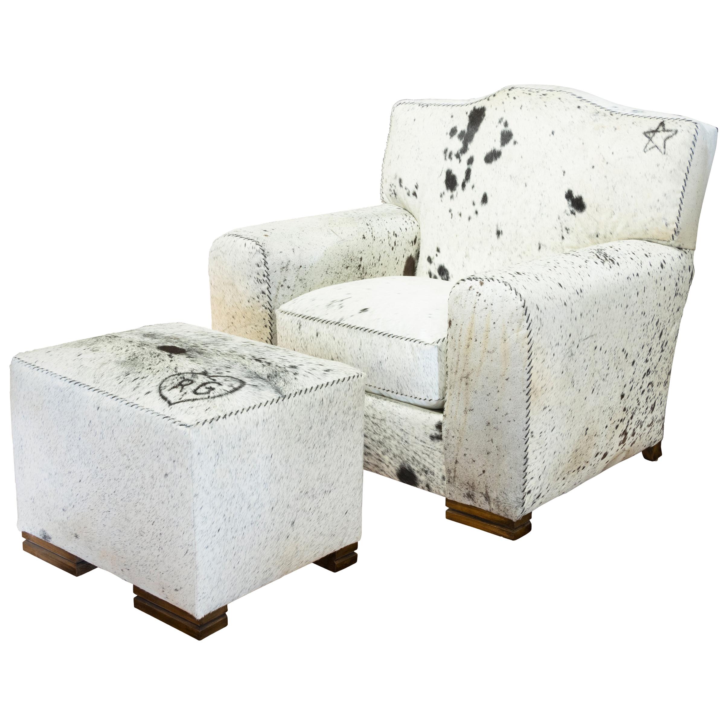 Longhorn Hide Chair and Ottoman