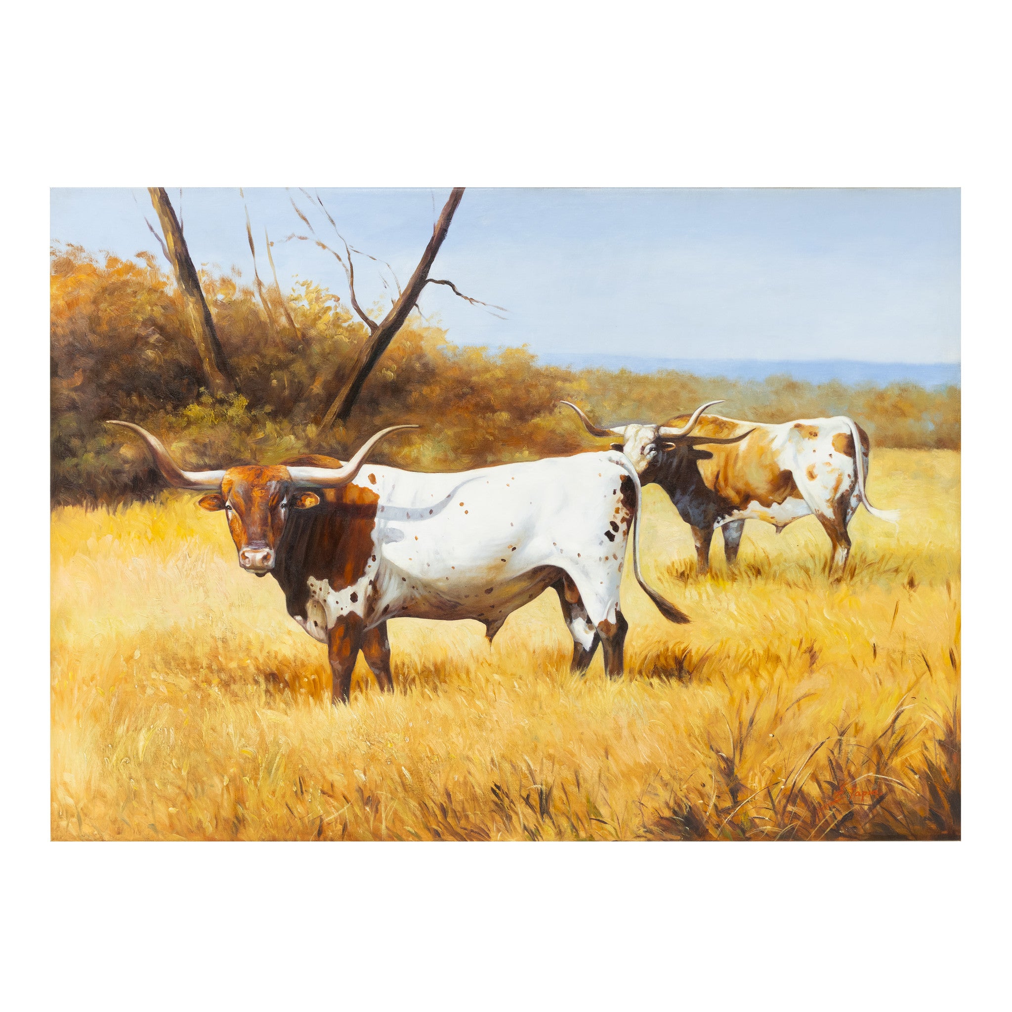 Longhorns Original Oil Painting by E. Tapia