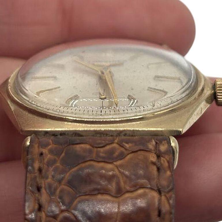 Longines 10K Gold-Filled Hexagonal Case Manual Watch w/ Crocodile Leather Band For Sale 4