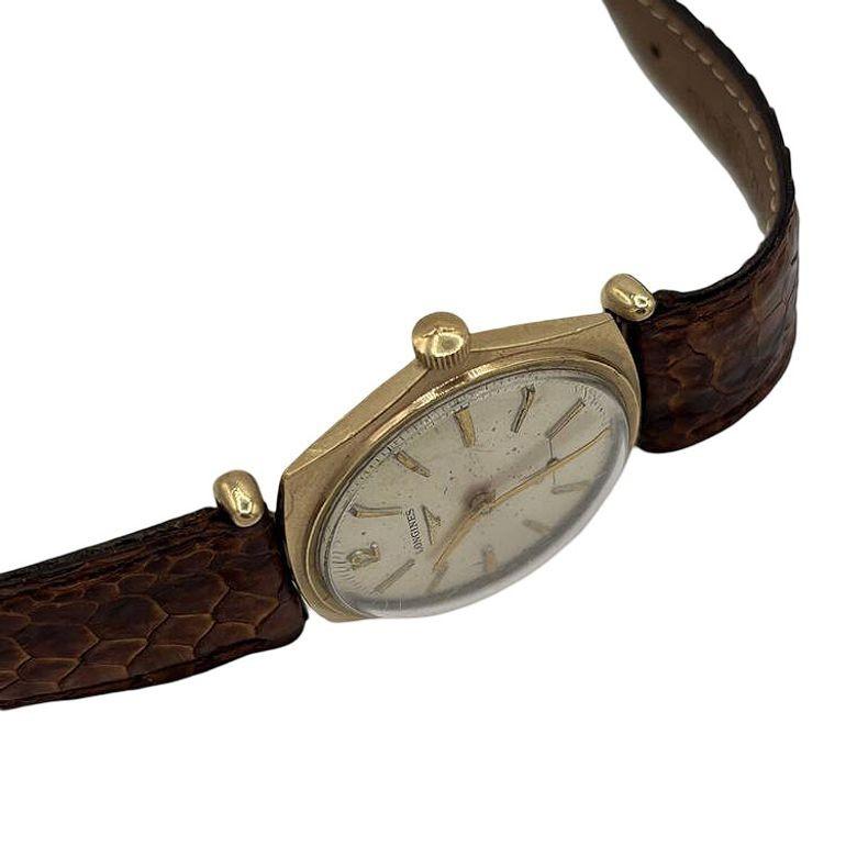 American Longines 10K Gold-Filled Hexagonal Case Manual Watch w/ Crocodile Leather Band For Sale