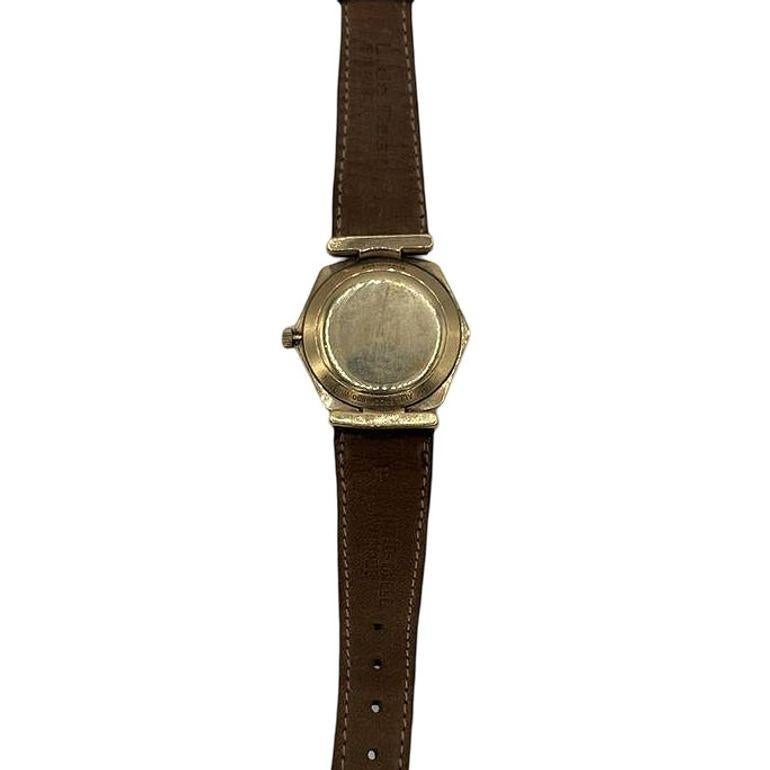 Late 20th Century Longines 10K Gold-Filled Hexagonal Case Manual Watch w/ Crocodile Leather Band For Sale