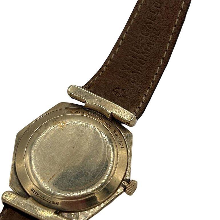Longines 10K Gold-Filled Hexagonal Case Manual Watch w/ Crocodile Leather Band For Sale 2