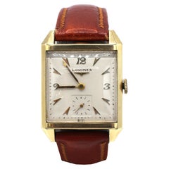 Vintage Longines 10K Gold Filled Manual Wind Tank Wrist Watch Leather Strap