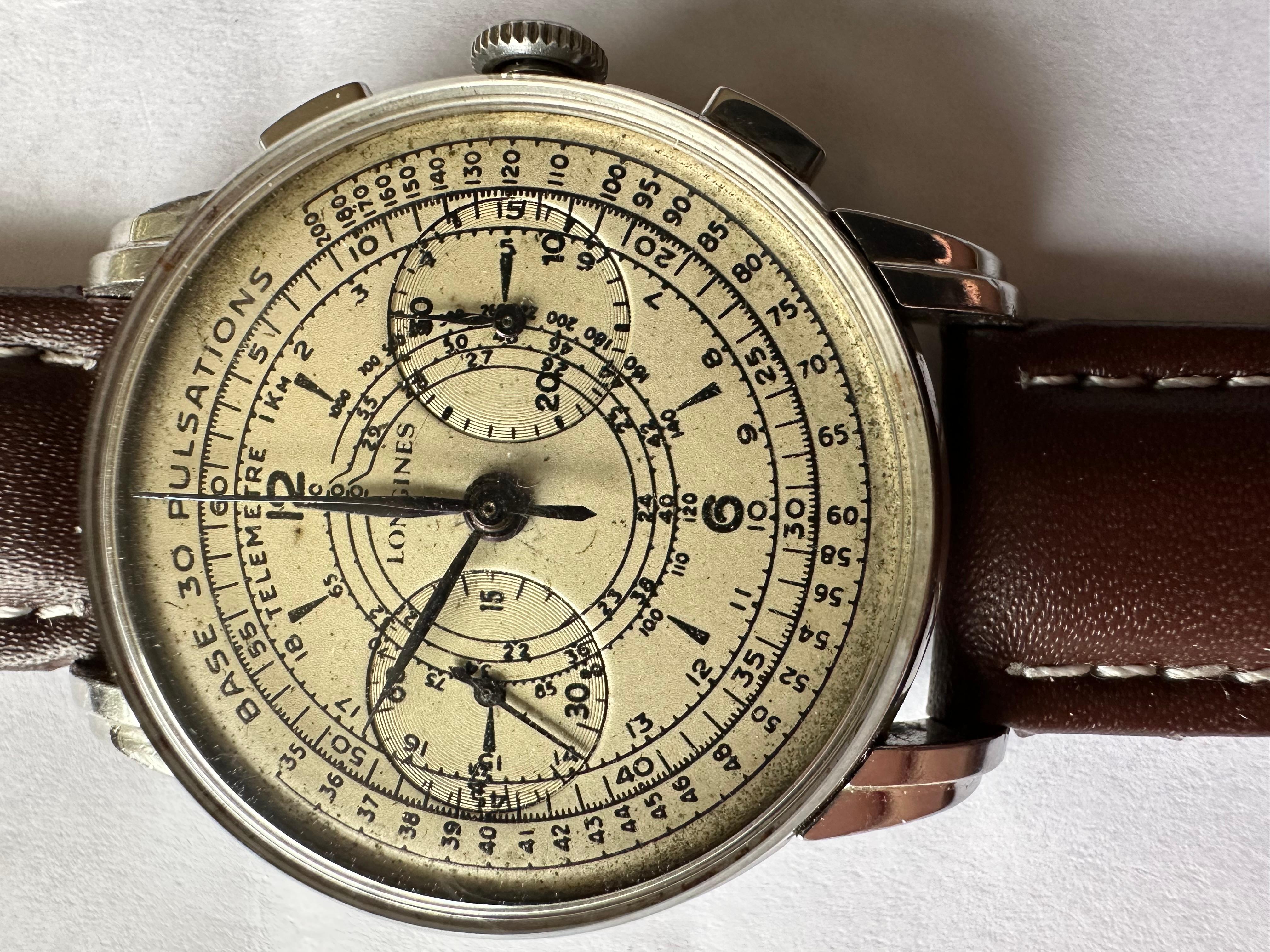 Swiss Longines 13ZN Chronograph Flyback XL Size Circa 1948 Working Perfect