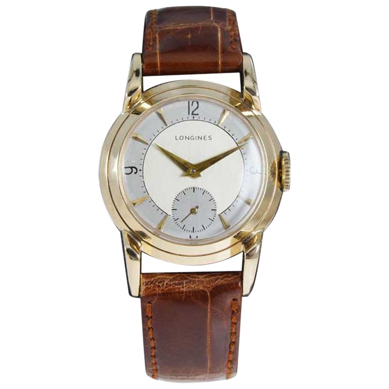 Longines 14 Karat Solid Gold Art Deco Wristwatch, circa 1940s