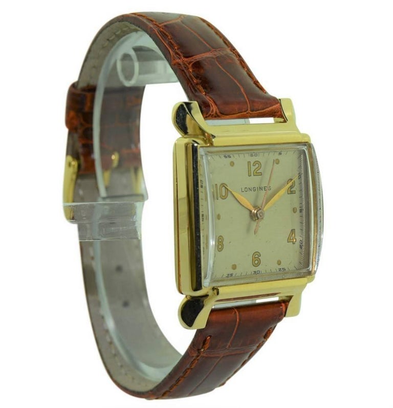 Longines 14 Karat Solid Yellow Gold One Owner Art Deco Watch with ...