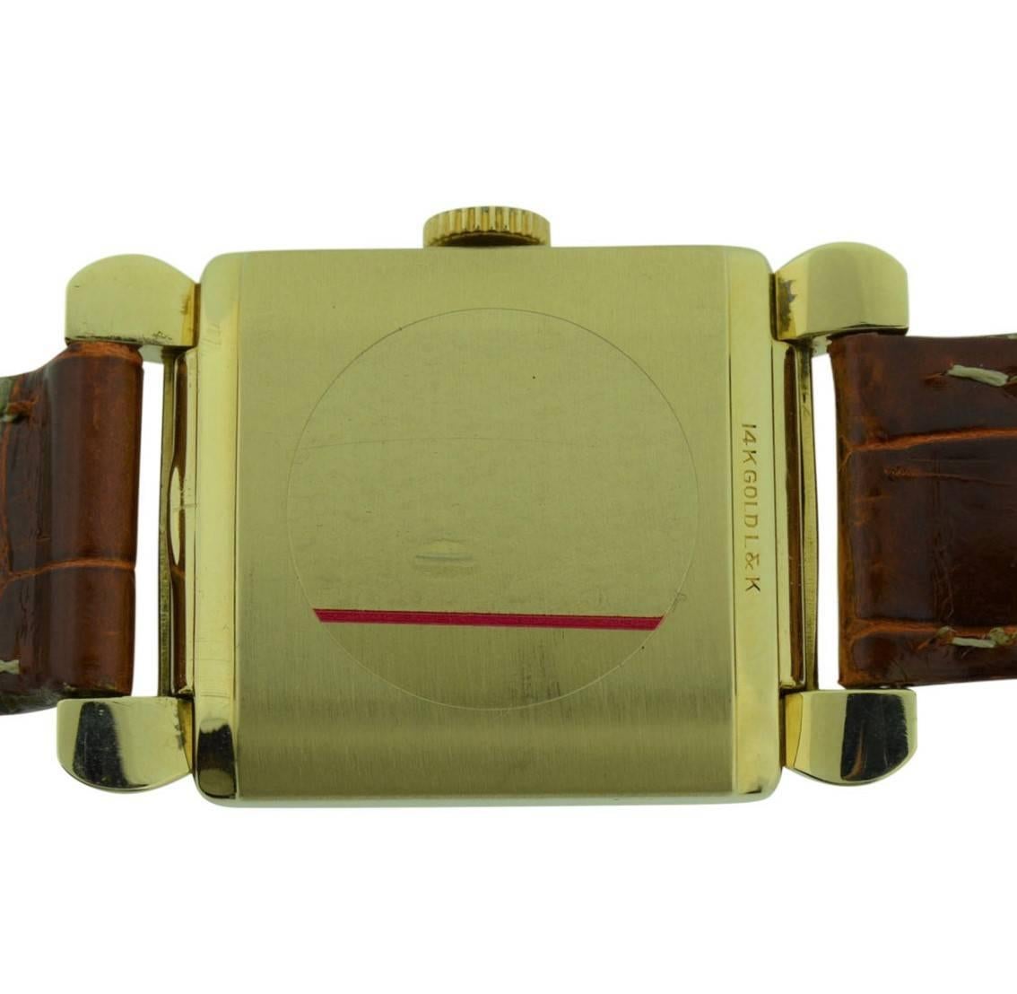 Women's or Men's Longines 14 Karat Solid Yellow Gold One Owner Art Deco Watch with Original Box
