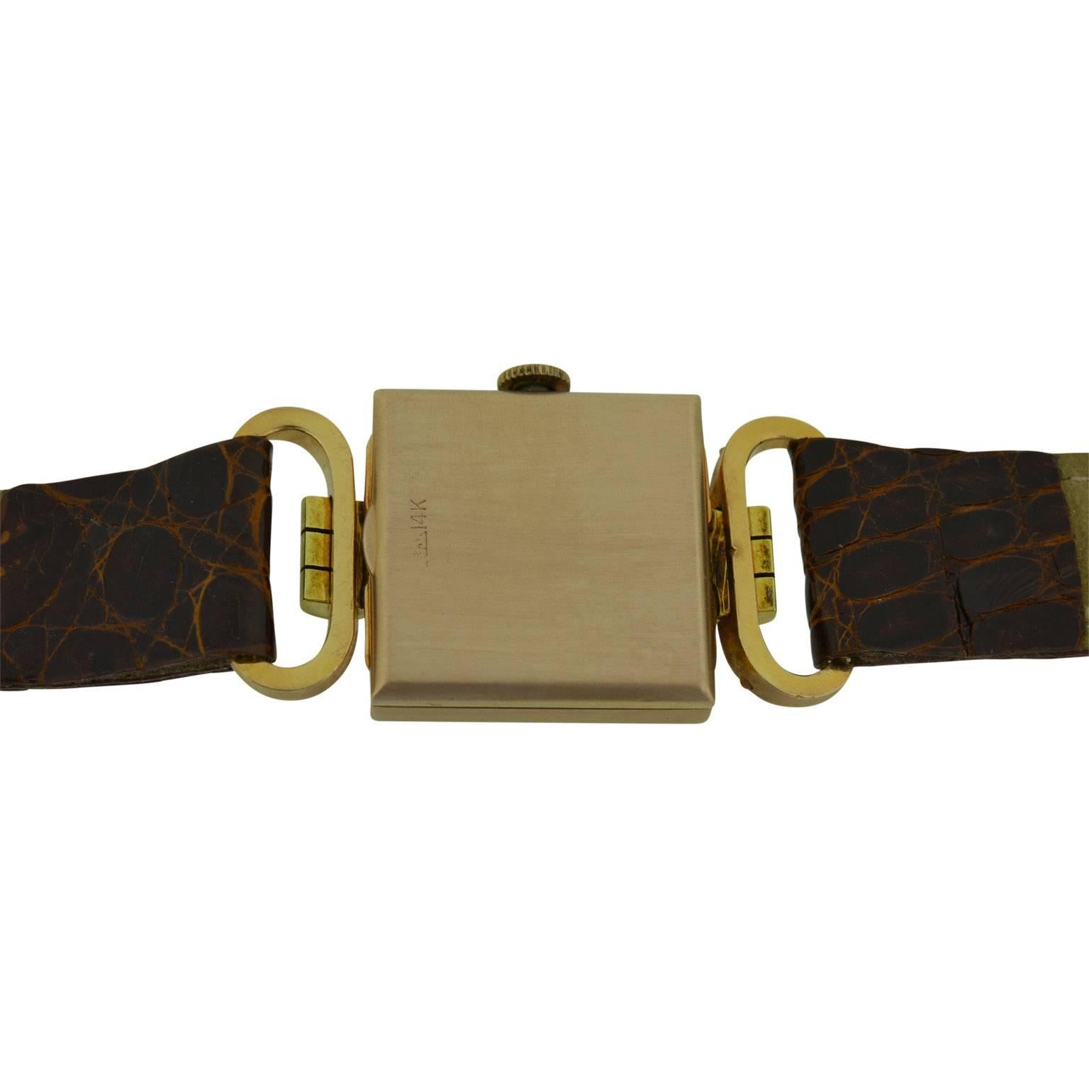 Longines 14 Karat Two-Tone Gold Art Deco Articulated Lug Wristwatch 3