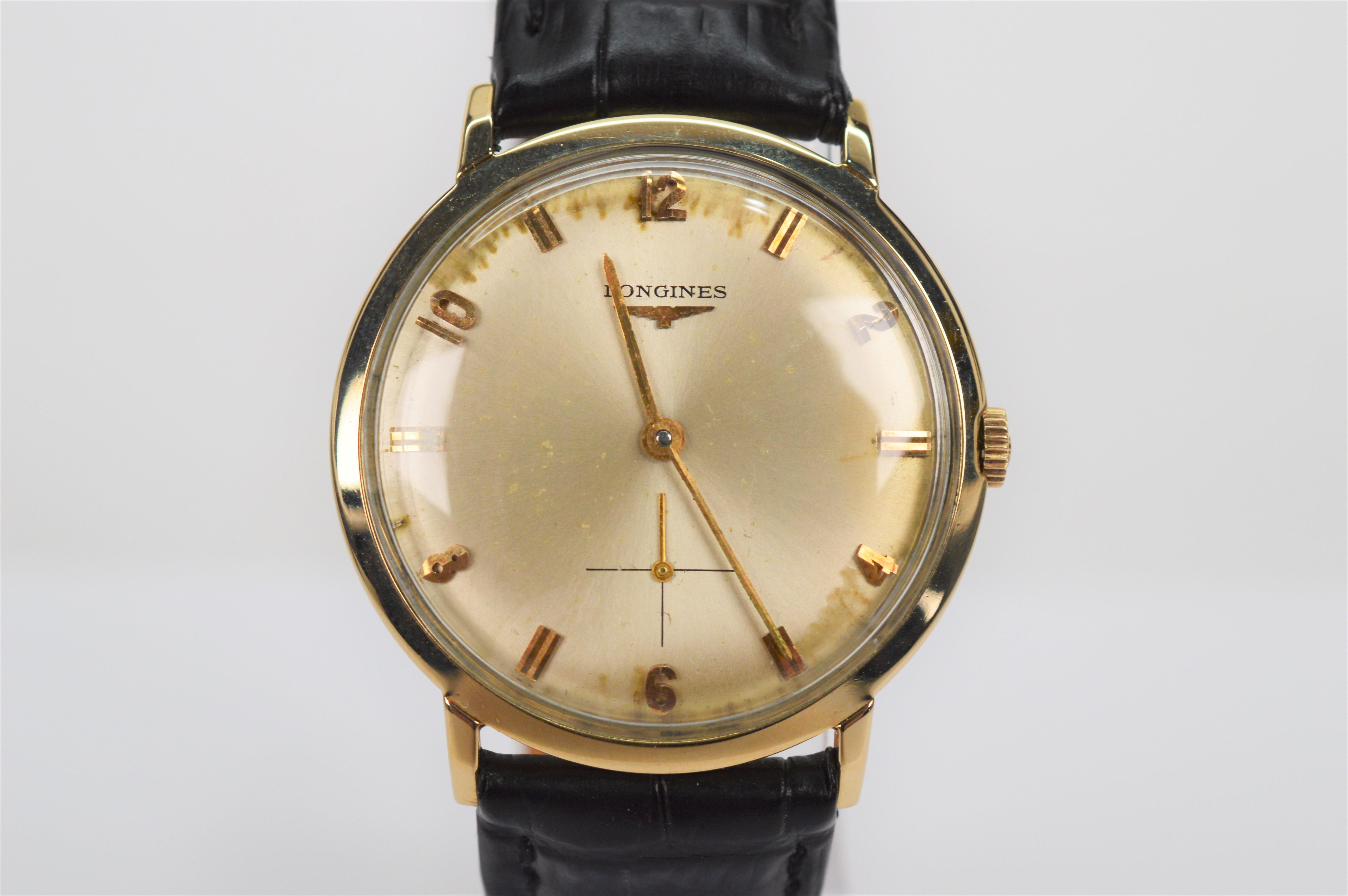Longines 14 Karat White Gold Men's Classic Dress Watch Model 370 For Sale 8