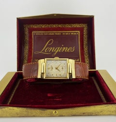 Longines 14K Gold ref 3389, 22.L c1953 Rectangle Articulated Adaptive Lugs Watch