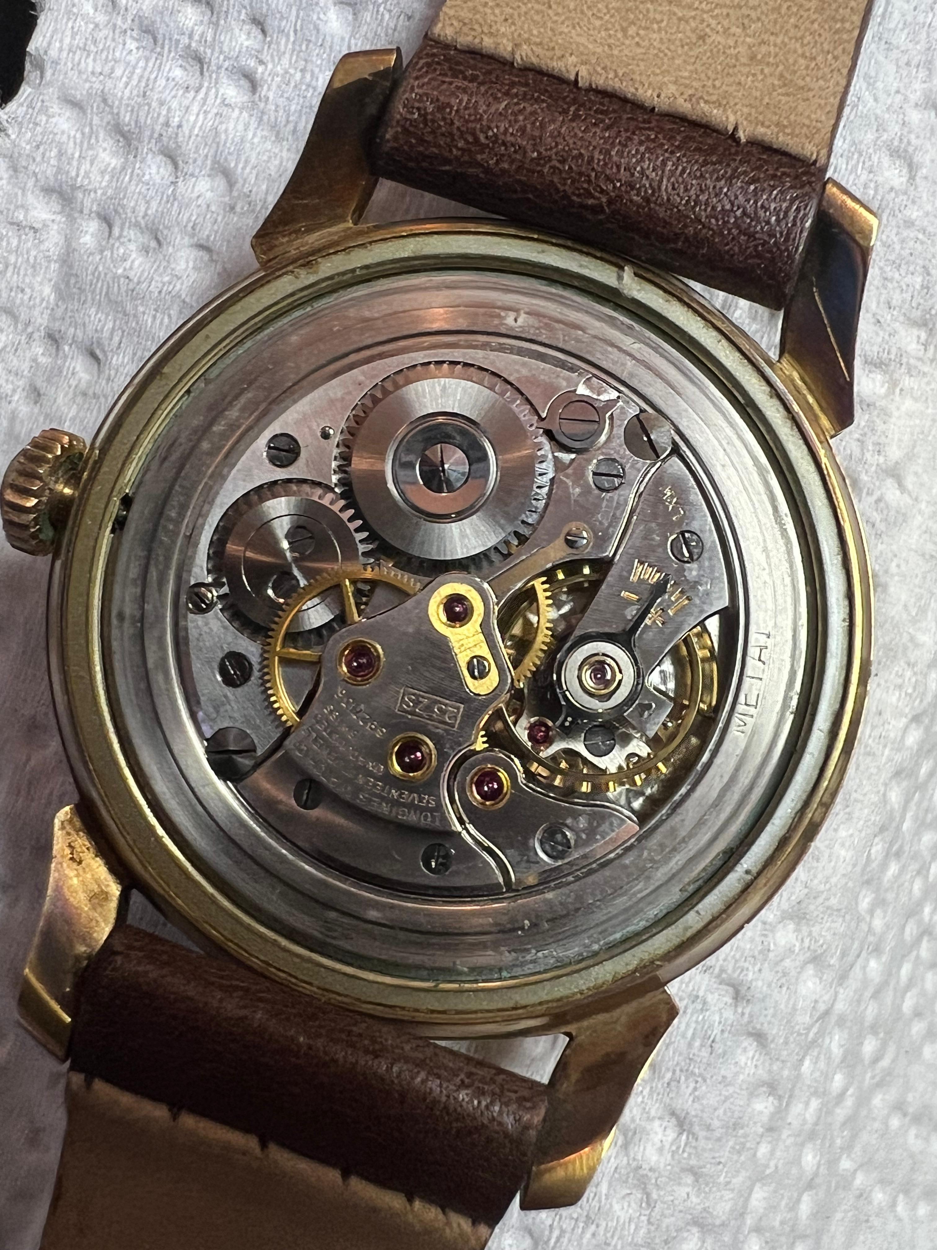 Longines 14k Gold Watch Tropical Patina Ca' 1953 For Sale 5