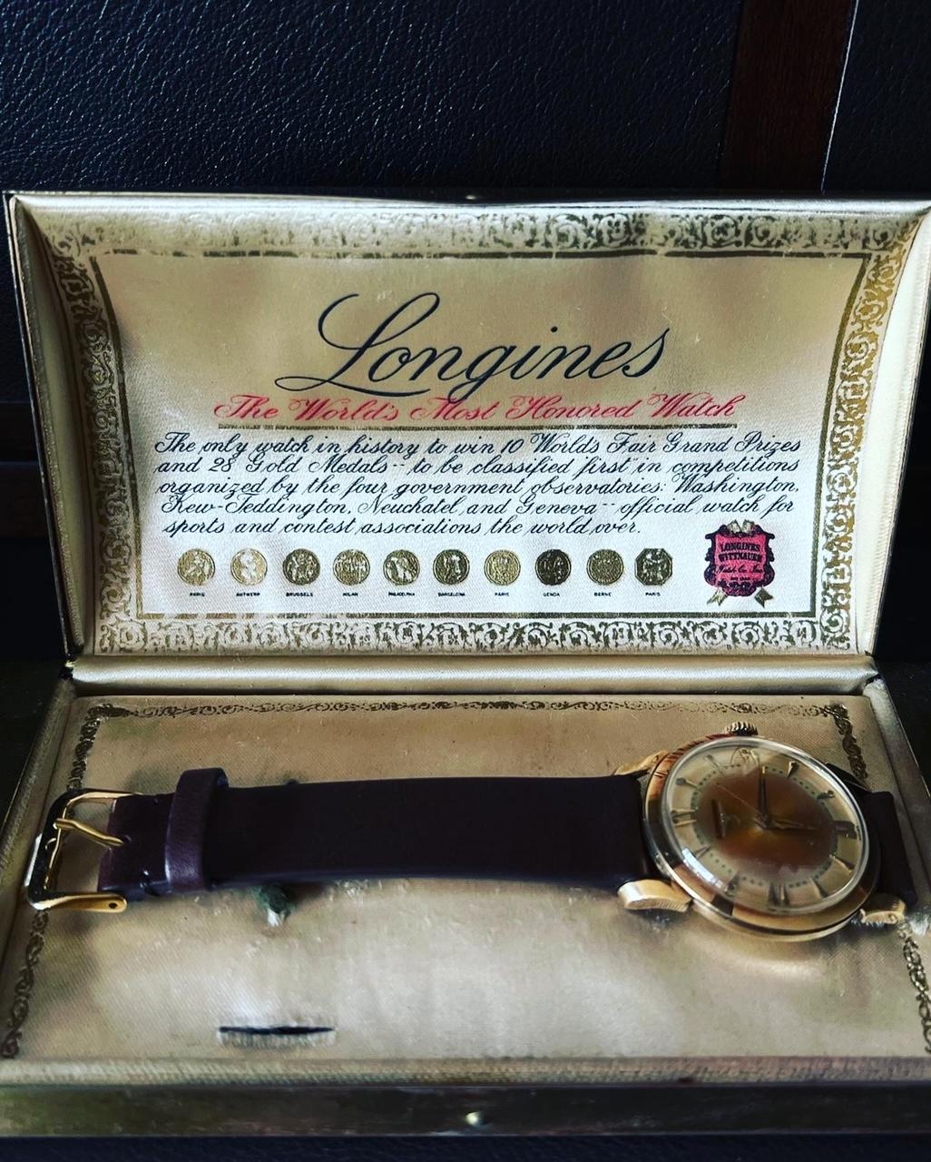 Longines 14k Gold Watch Tropical Patina For Sale 2