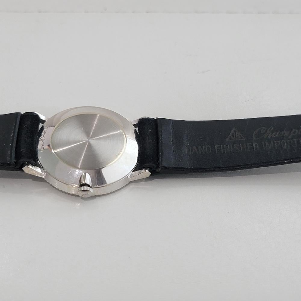 Reloj de cuerda manual Longines de oro blanco de 14 quilates de 28 mm de los años 60 para señora de cóctel con diamantes RA654 en venta 6