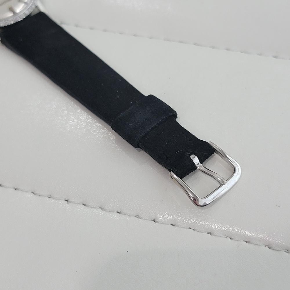 Reloj de cuerda manual Longines de oro blanco de 14 quilates de 28 mm de los años 60 para señora de cóctel con diamantes RA654 en venta 7