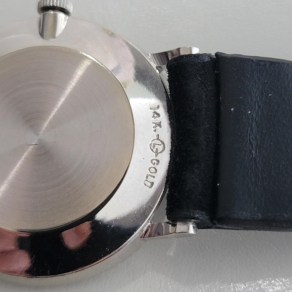 Reloj de cuerda manual Longines de oro blanco de 14 quilates de 28 mm de los años 60 para señora de cóctel con diamantes RA654 en venta 8