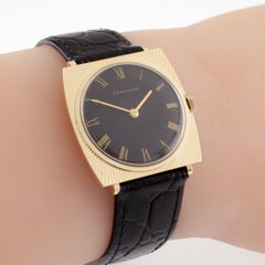 Longines 14k Yellow Gold Men's Hand-Winding Watch w/ Black Leather Band