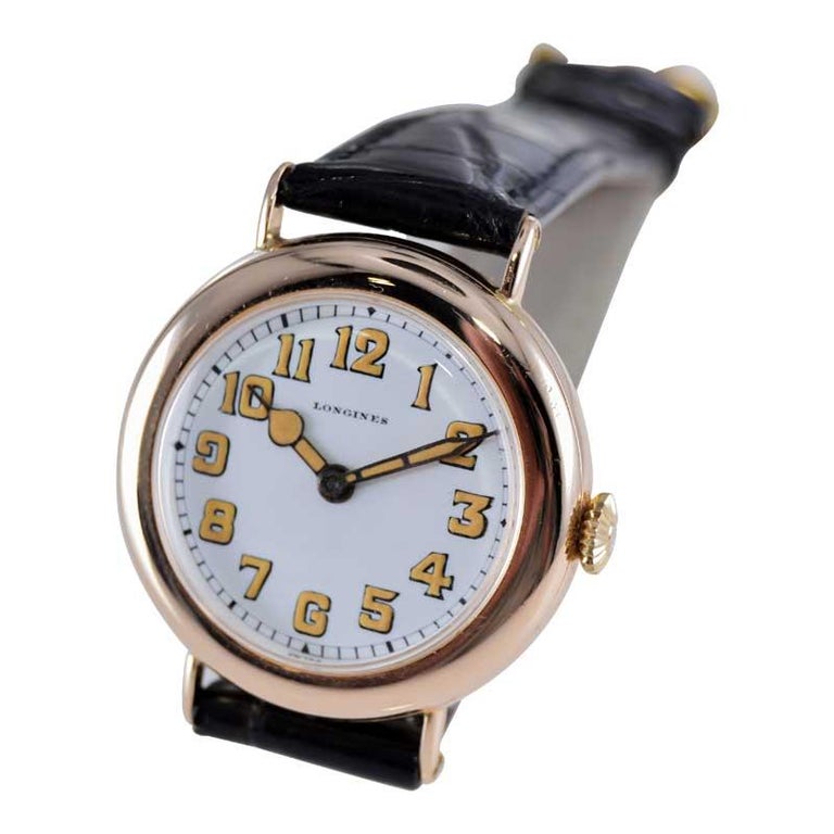 Longines 14Kt. Gold Campaign Stye Trench Watch with Original Enamel ...