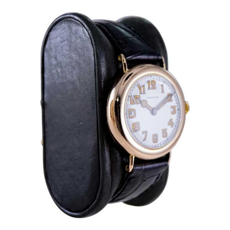 Longines 14Kt. Gold Campaign Stye Trench Watch with Original Enamel ...